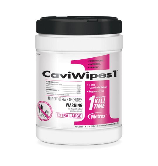 Cloth Towelettes Disinfectant CaviWipes1™ Surface Disinfectant Premoistened Alcohol Based Manual Pull Wipe 65 Count Canister Alcohol Scent NonSterile (1/TB) (12/CS) by Metrex Research Corporation  ID 13-5150